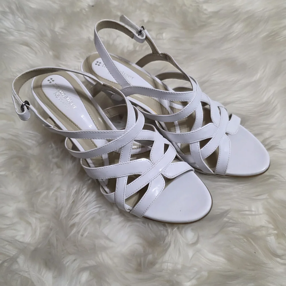 Naturalizer White Strappy Sandal Heels